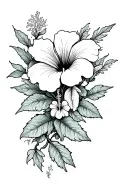Hibiscus flowers and leaves with vines wrapped tattoo design idea