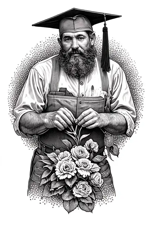 father's degree carpenter gardener tattoo design idea