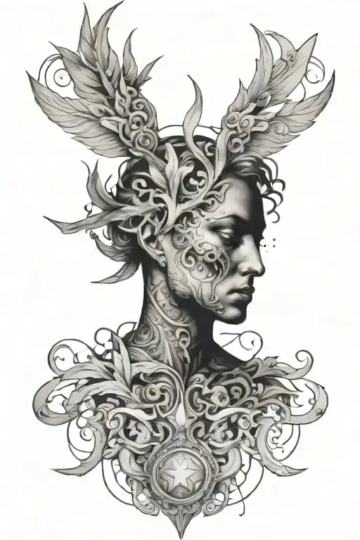a futurist tattoo with renaissance era tattoo design idea