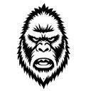 Sasquatch face looking stoic figure meditating tattoo design idea
