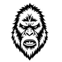 Sasquatch face looking stoic figure meditating tattoo design idea