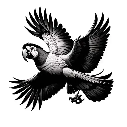 Virgin Suyapa Honduras Macaw Flying Away tattoo design idea