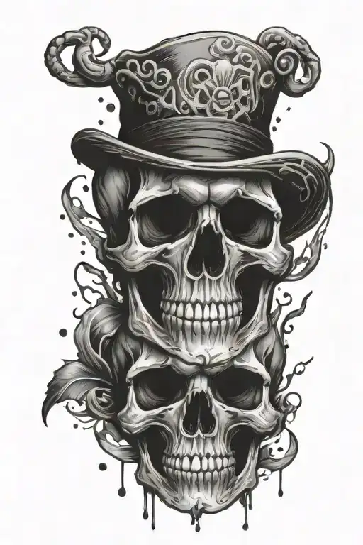 smiling and crying skull tattoo design idea