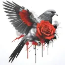 pigeon in the afterlife with rose tattoo design idea