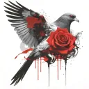 pigeon in the afterlife with rose tattoo design idea