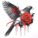 pigeon in the afterlife with rose tattoo design idea