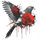 pigeon in the afterlife with rose tattoo design idea