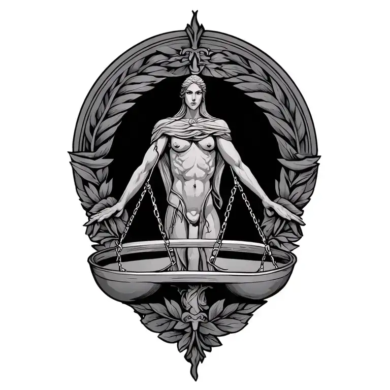 Libra scale, strength, overcoming adversity  tattoo design idea