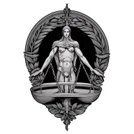 Libra scale, strength, overcoming adversity  tattoo design idea