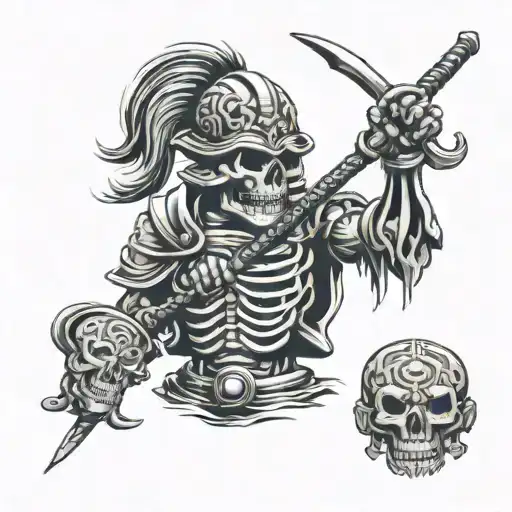 mayan samurai skeleton skull video games tattoo design idea