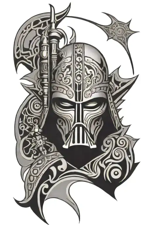 star wars, villain, tribal pattern tattoo design idea
