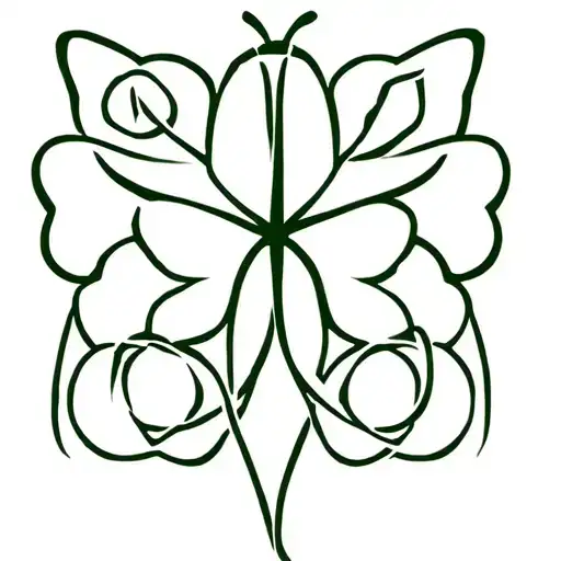 motherhoold celtic symbol (3 children) merged with a four leaf clover and a butterfly tattoo design idea