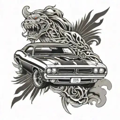 dodge challenger 1970 tattoo design idea
