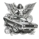 dodge challenger 1970 tattoo design idea