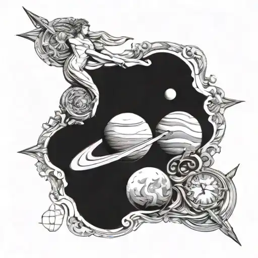 mercury and saturn in leo zodiac tattoo design idea