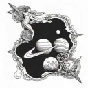 mercury and saturn in leo zodiac tattoo design idea