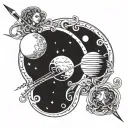 mercury and saturn in leo zodiac tattoo design idea
