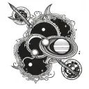 mercury and saturn in leo zodiac tattoo design idea