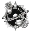 mercury and saturn in leo zodiac tattoo design idea