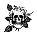 rose with a skull inside it,gothic  tattoo design idea