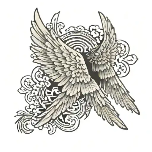 "how lucky are we" quote with angel wings  tattoo design idea