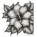 bible scripture surrounded by hibiscus flowers tattoo design idea