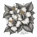 bible scripture surrounded by hibiscus flowers tattoo design idea