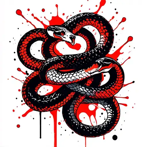 twin snakes tattoo design idea