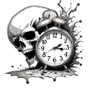 skull eating a clock melting tattoo design idea