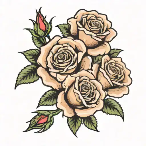 3 roses with lady faces tattoo design idea