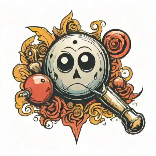 bowling ball bowling pin tattoo design idea