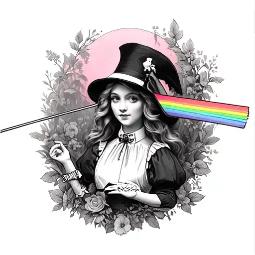 Alice in wonderland with pink floyd  tattoo design idea