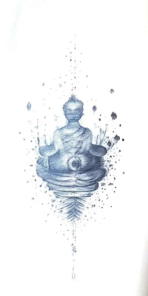 budism symbols that are uncommon. focus on nature, scenery and being grounded while on a spiritual journey tattoo design idea