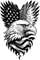 eagle head diving profile American flag downward spiral tattoo design idea