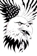 eagle head diving profile American flag downward spiral tattoo design idea
