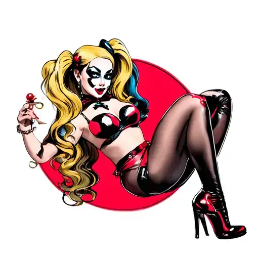 harley quinn pin up girl tattoo design idea