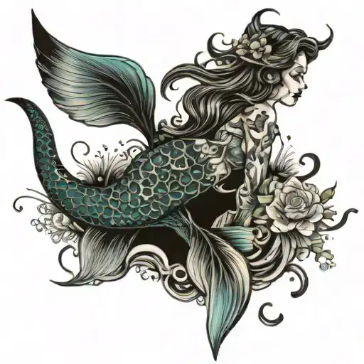 east coast mermaid tail is dark and gloomy tattoo design idea