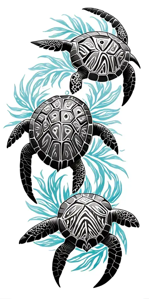 hawaii + ocean, sea turtles, tribal shapes + designs, sea and ocean life + ocean animals, tribal design  tattoo design idea