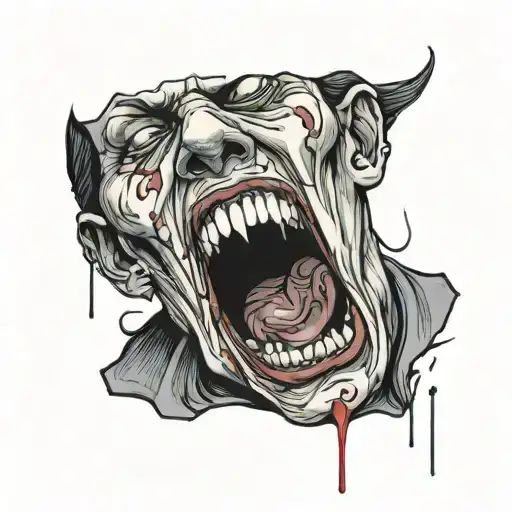 person without mouth crying tattoo design idea