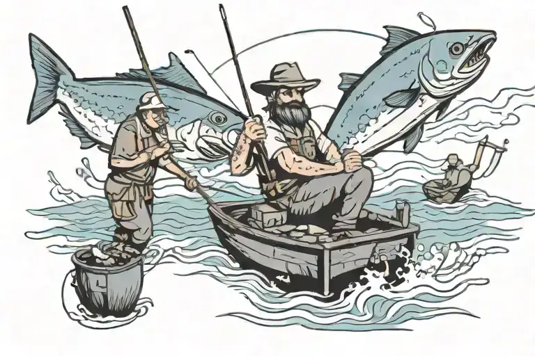 Christian fishing scene featuring tattoo design idea