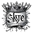 skye name with a crown at the end  tattoo design idea