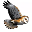 a flying barn owl tattoo design idea