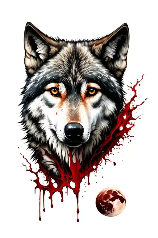 wolf blood moon villager tattoo design idea