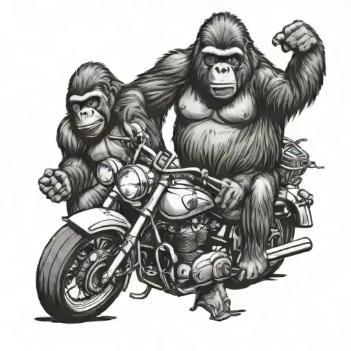 gorilla family on a motorcycle tattoo design idea
