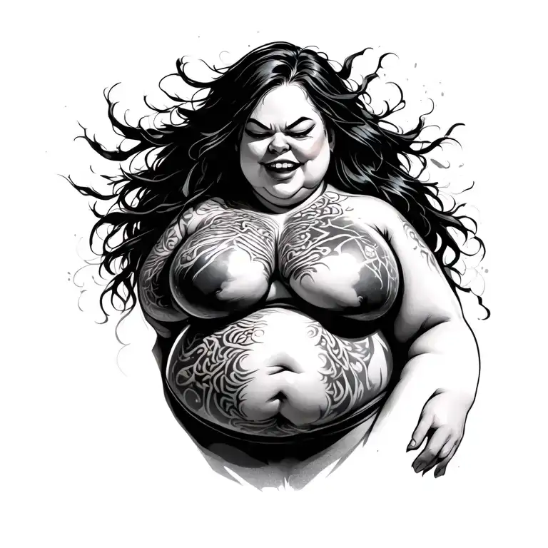chubby white girl with stretch marks on her belly tattoo design idea