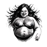 chubby white girl with stretch marks on her belly tattoo design idea