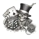 Design a gangster-inspired tattoo featuring playing cards and dice tattoo design idea