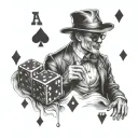 Design a gangster-inspired tattoo featuring playing cards and dice tattoo design idea