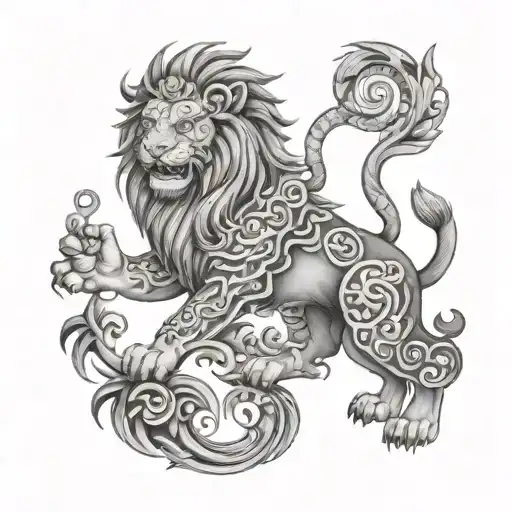 Tibetan lion tattoo design idea