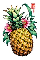 upside down pineapple tattoo design idea